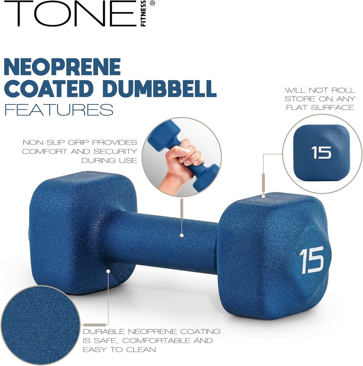 Neoprene Dumbbell Weight Pairs with Anti-Roll Square Head | Multiple Options