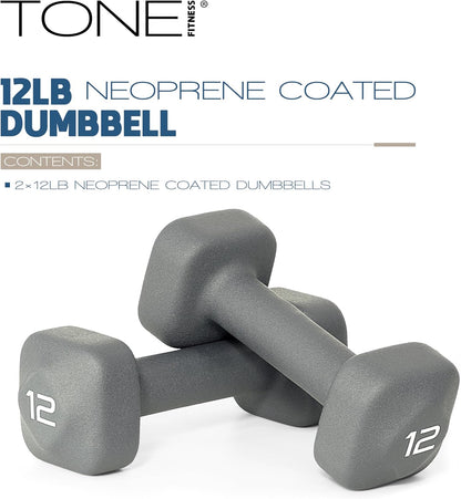 Neoprene Dumbbell Weight Pairs with Anti-Roll Square Head | Multiple Options