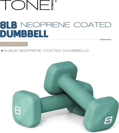 Neoprene Dumbbell Weight Pairs with Anti-Roll Square Head | Multiple Options