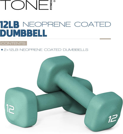 Neoprene Dumbbell Weight Pairs with Anti-Roll Square Head | Multiple Options