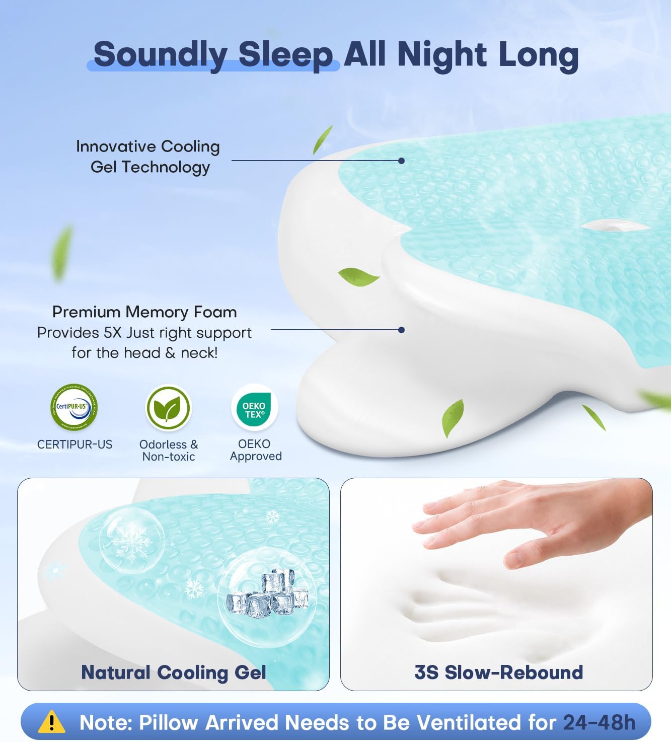 2026 Cooling Gel Memory Foam Pillow, Cervical Neck Pillow for Pain Relief