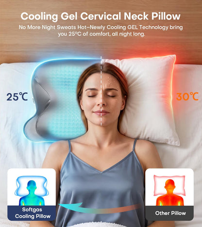 2026 Cooling Gel Memory Foam Pillow, Cervical Neck Pillow for Pain Relief