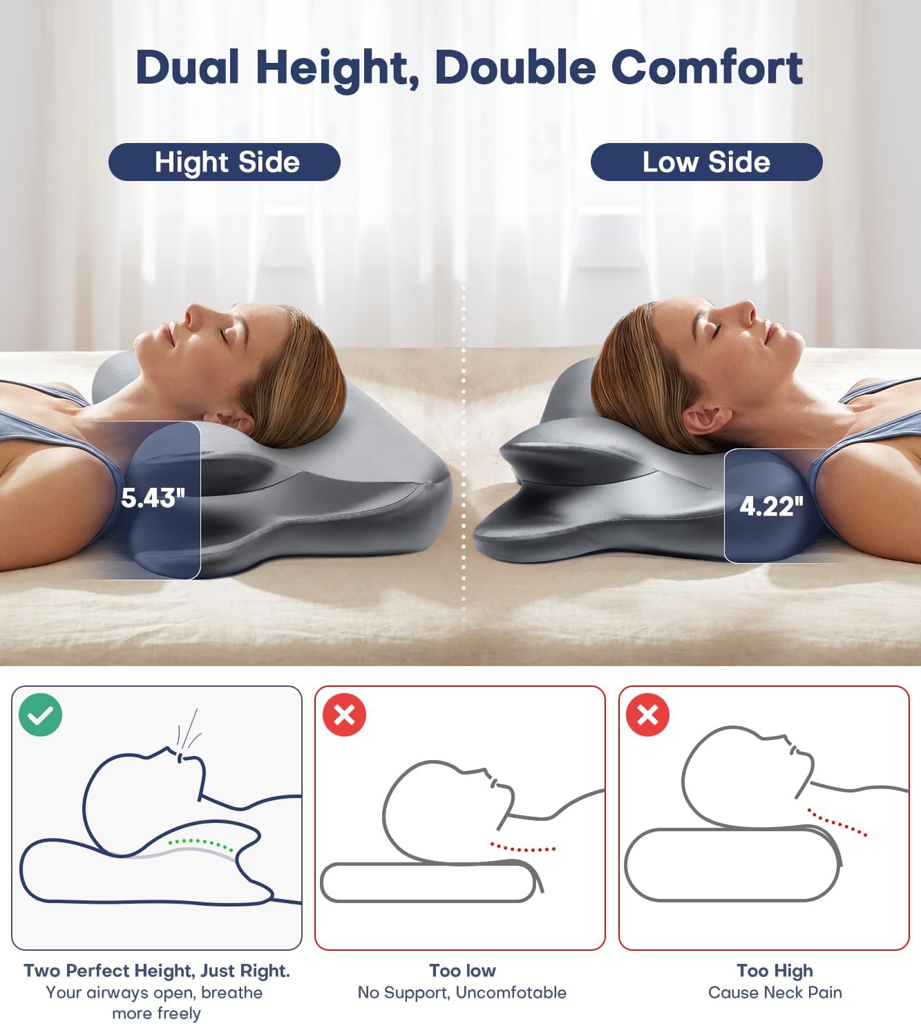 2026 Cooling Gel Memory Foam Pillow, Cervical Neck Pillow for Pain Relief