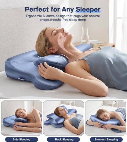 2026 Cooling Gel Memory Foam Pillow, Cervical Neck Pillow for Pain Relief