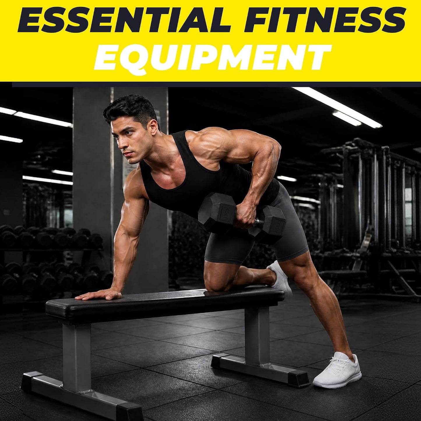 50 LBS Pair Rubber Coated Hex Dumbbells, Anti-Roll Hand Weights Set of 2, Non-Slip Ergonomic Handle Low Odor for Home Gym