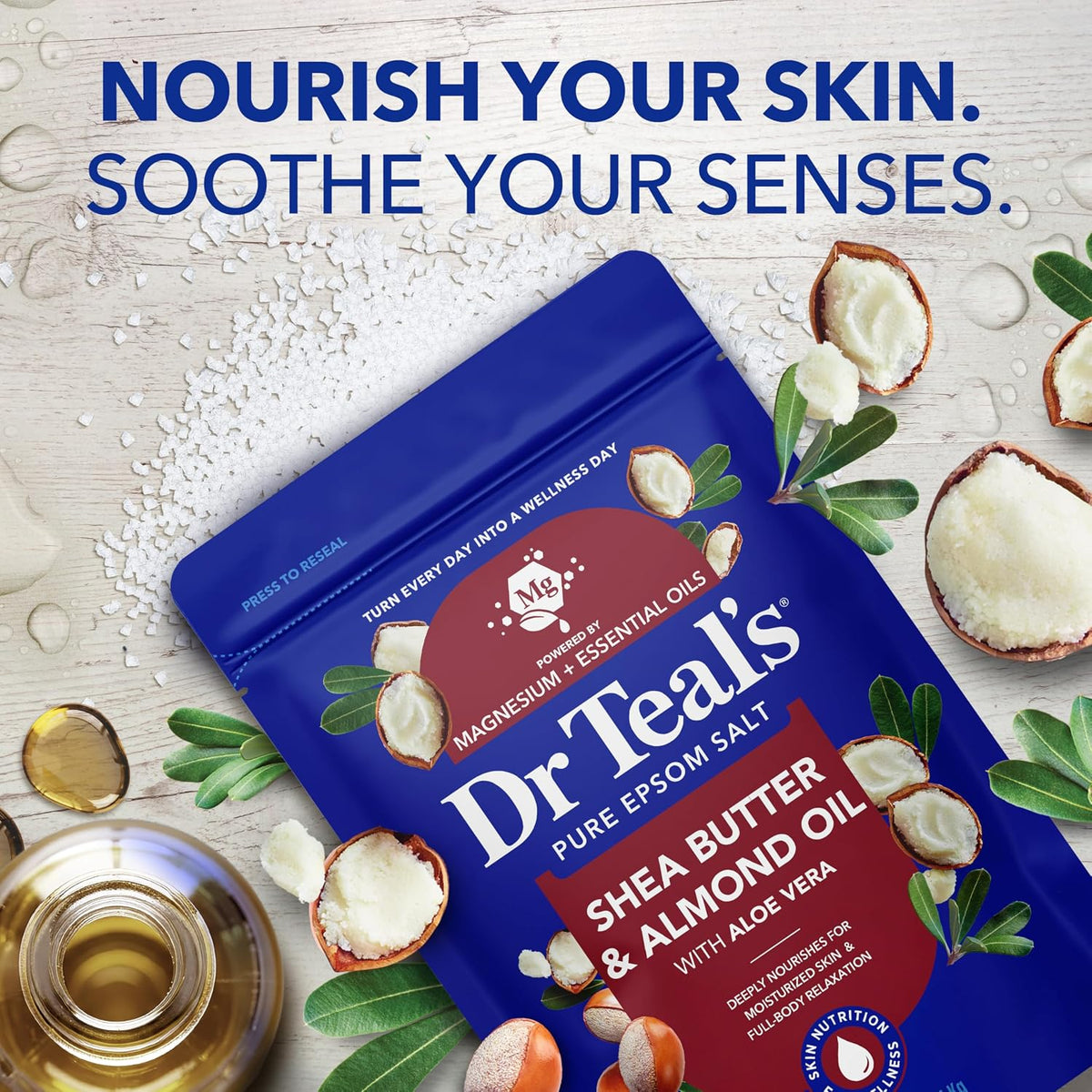 Epsom Salt Magnesium Soak, Soften & Moisturize with Shea Butter & Almond Oil, 3 lbs