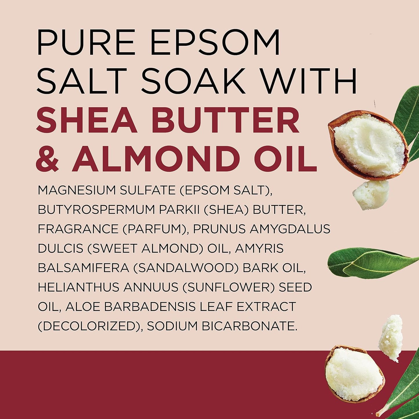 Epsom Salt Magnesium Soak, Soften & Moisturize with Shea Butter & Almond Oil, 3 lbs