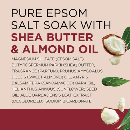 Epsom Salt Magnesium Soak, Soften & Moisturize with Shea Butter & Almond Oil, 3 lbs