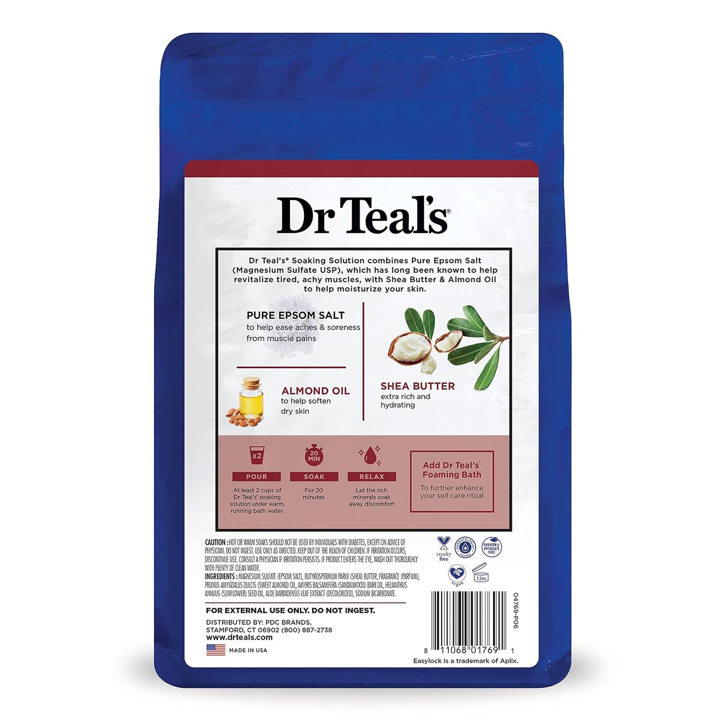Epsom Salt Magnesium Soak, Soften & Moisturize with Shea Butter & Almond Oil, 3 lbs