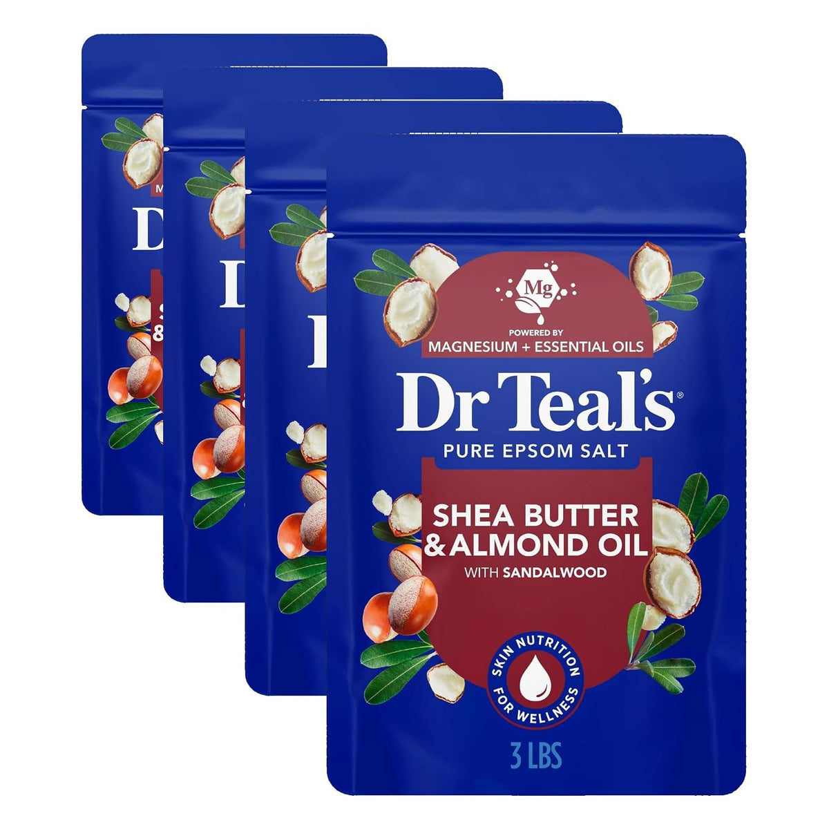 Epsom Salt Magnesium Soak, Soften & Moisturize with Shea Butter & Almond Oil, 3 lbs