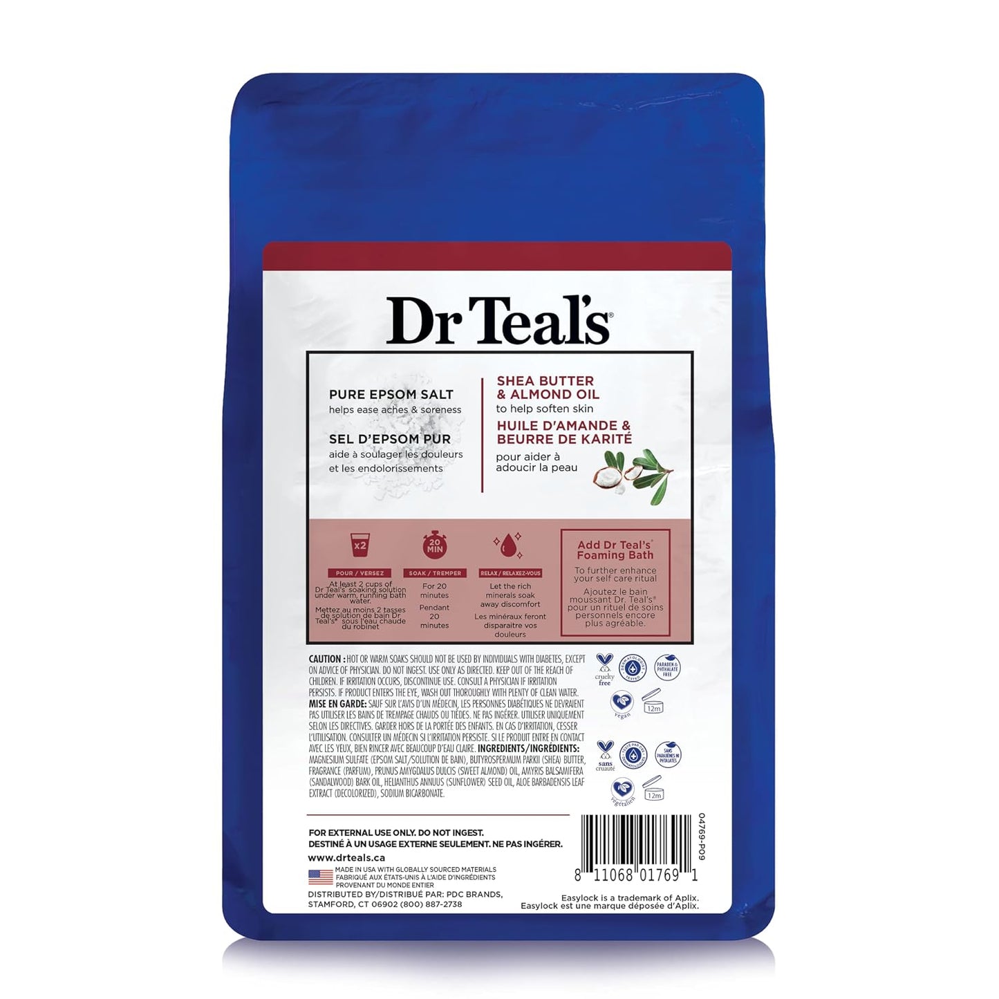 Epsom Salt Magnesium Soak, Soften & Moisturize with Shea Butter & Almond Oil, 3 lbs