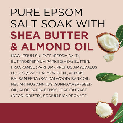 Epsom Salt Magnesium Soak, Soften & Moisturize with Shea Butter & Almond Oil, 3 lbs