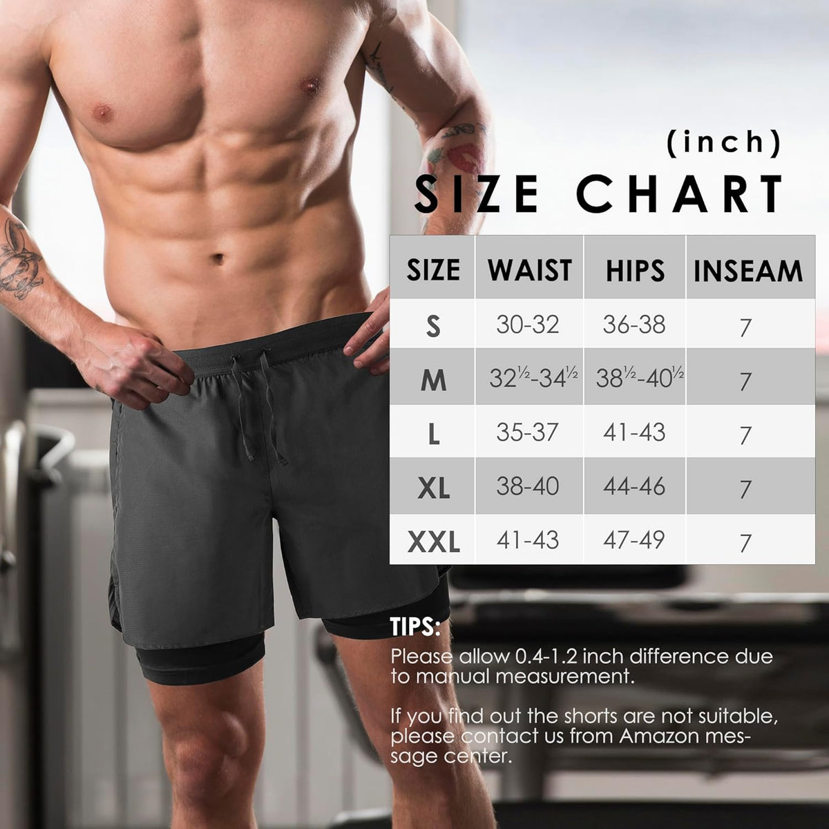 Men's 2 in 1 Running Shorts Workout Athletic Training Gym Outdoor Sports Shorts