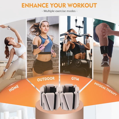 Ankle Weights Set of 2 (1 lb/2 lb/3 lb Each) Adjustable Wrist Weights for Women Men Wearable Arm Leg Weight for Pilates, Running, Walking, Workout, Yoga