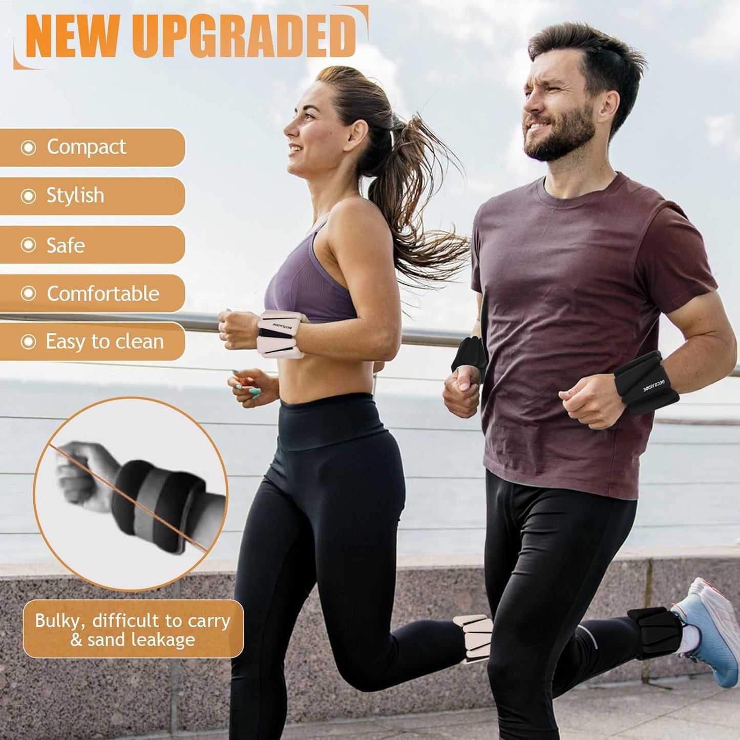 Ankle Weights Set of 2 (1 lb/2 lb/3 lb Each) Adjustable Wrist Weights for Women Men Wearable Arm Leg Weight for Pilates, Running, Walking, Workout, Yoga