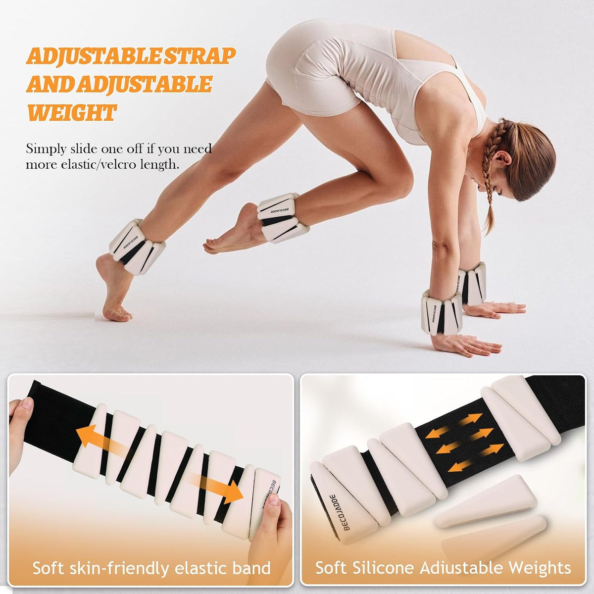 Ankle Weights Set of 2 (1 lb/2 lb/3 lb Each) Adjustable Wrist Weights for Women Men Wearable Arm Leg Weight for Pilates, Running, Walking, Workout, Yoga