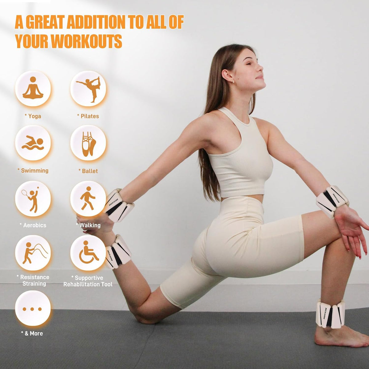 Ankle Weights Set of 2 (1 lb/2 lb/3 lb Each) Adjustable Wrist Weights for Women Men Wearable Arm Leg Weight for Pilates, Running, Walking, Workout, Yoga