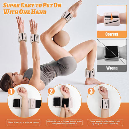 Ankle Weights Set of 2 (1 lb/2 lb/3 lb Each) Adjustable Wrist Weights for Women Men Wearable Arm Leg Weight for Pilates, Running, Walking, Workout, Yoga