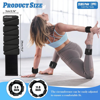 Ankle Weights Set of 2 (1 lb/2 lb/3 lb Each) Adjustable Wrist Weights for Women Men Wearable Arm Leg Weight for Pilates, Running, Walking, Workout, Yoga