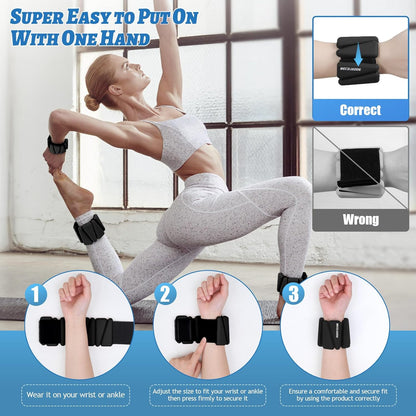 Ankle Weights Set of 2 (1 lb/2 lb/3 lb Each) Adjustable Wrist Weights for Women Men Wearable Arm Leg Weight for Pilates, Running, Walking, Workout, Yoga
