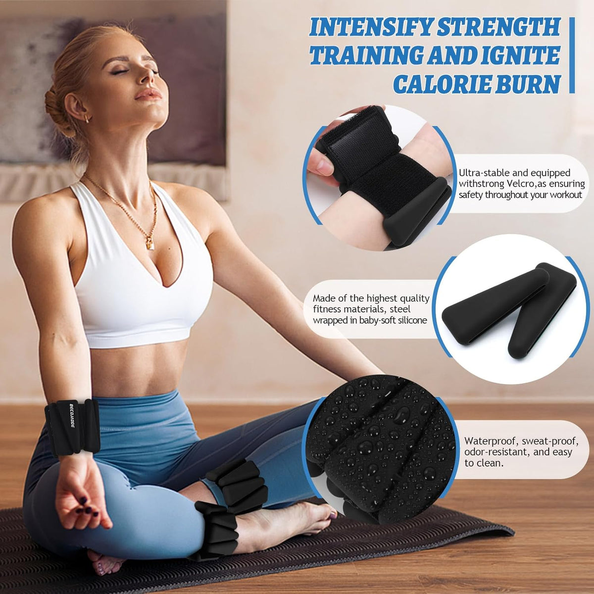 Ankle Weights Set of 2 (1 lb/2 lb/3 lb Each) Adjustable Wrist Weights for Women Men Wearable Arm Leg Weight for Pilates, Running, Walking, Workout, Yoga