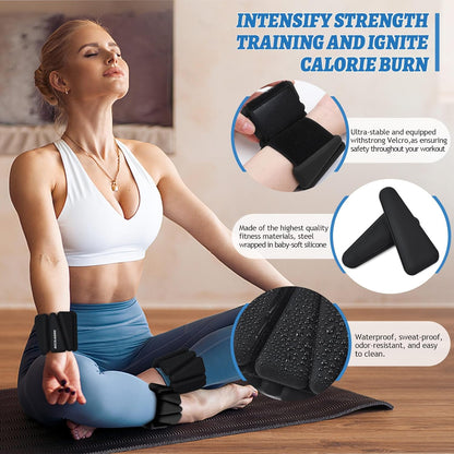 Ankle Weights Set of 2 (1 lb/2 lb/3 lb Each) Adjustable Wrist Weights for Women Men Wearable Arm Leg Weight for Pilates, Running, Walking, Workout, Yoga