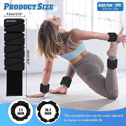 Ankle Weights Set of 2 (1 lb/2 lb/3 lb Each) Adjustable Wrist Weights for Women Men Wearable Arm Leg Weight for Pilates, Running, Walking, Workout, Yoga