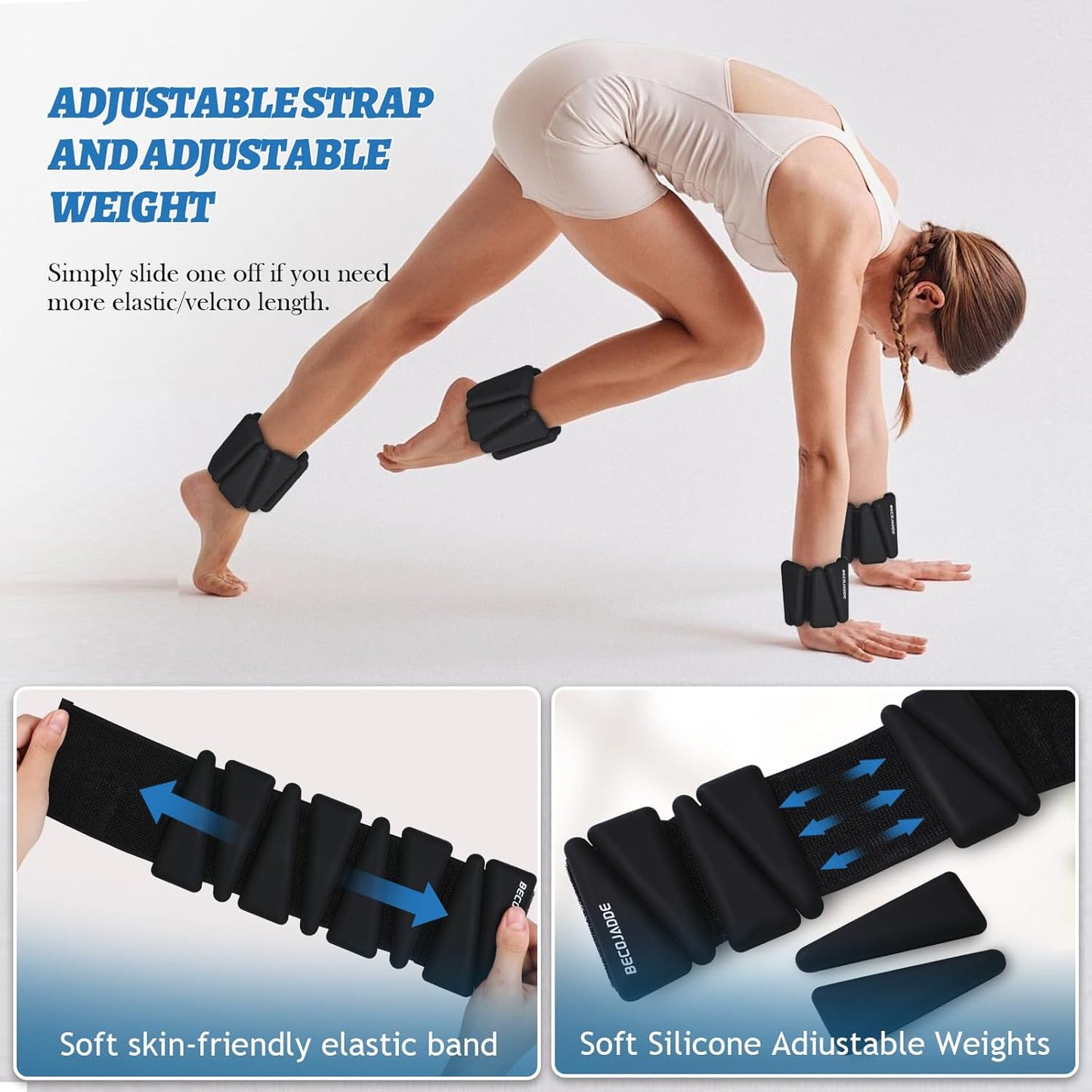 Ankle Weights Set of 2 (1 lb/2 lb/3 lb Each) Adjustable Wrist Weights for Women Men Wearable Arm Leg Weight for Pilates, Running, Walking, Workout, Yoga