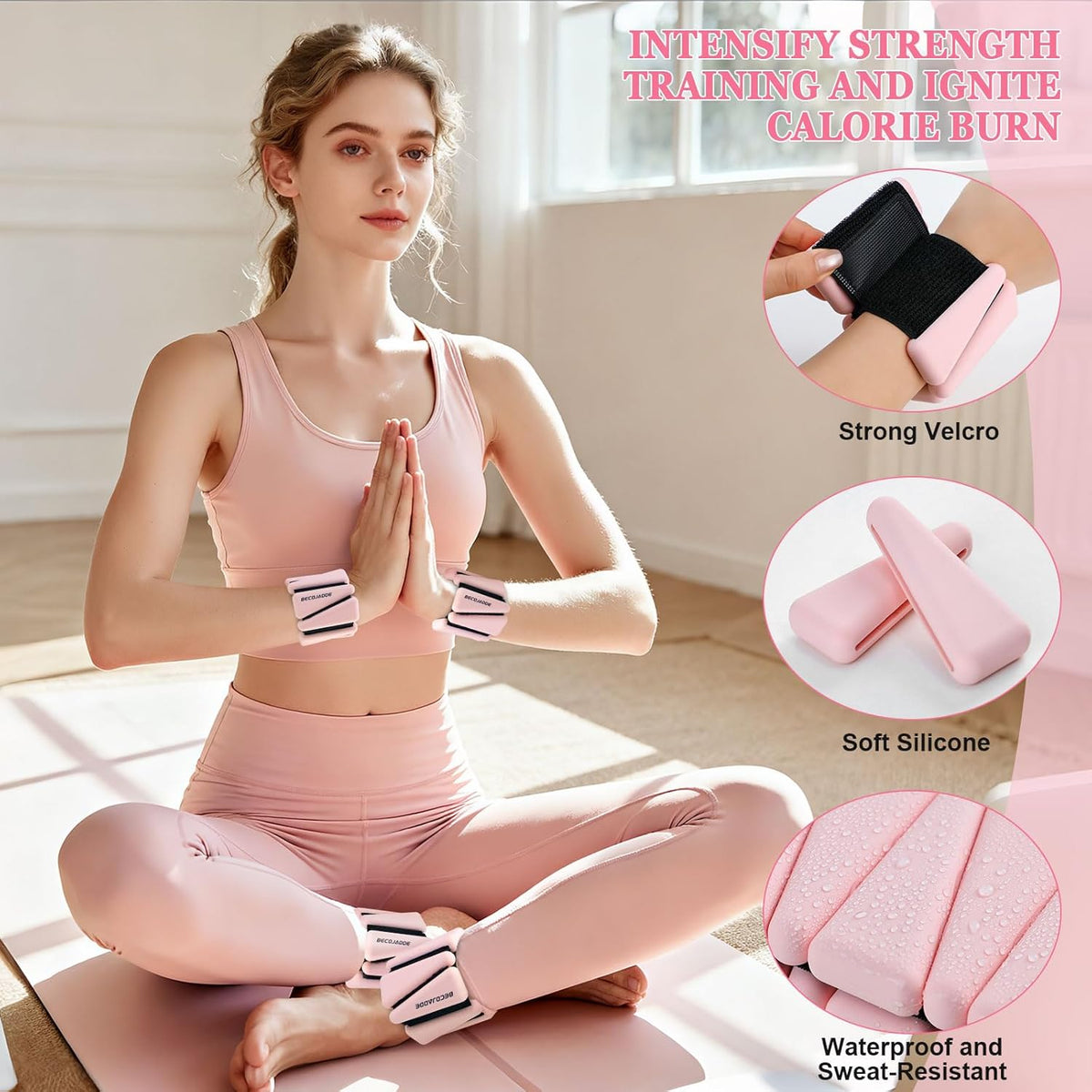 Ankle Weights Set of 2 (1 lb/2 lb/3 lb Each) Adjustable Wrist Weights for Women Men Wearable Arm Leg Weight for Pilates, Running, Walking, Workout, Yoga