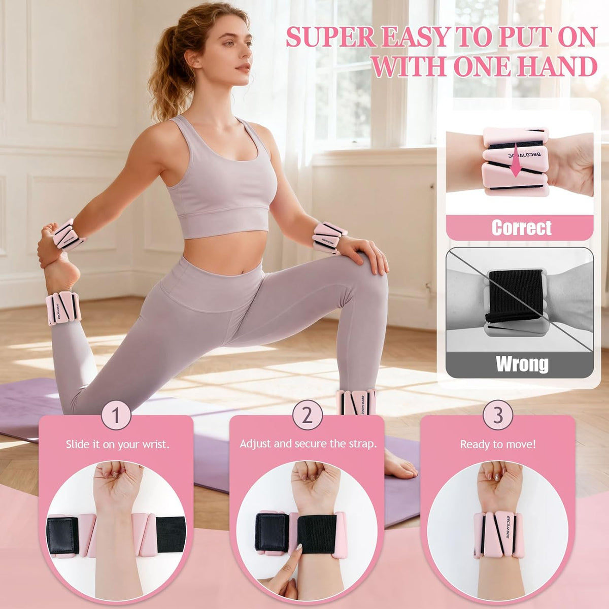 Ankle Weights Set of 2 (1 lb/2 lb/3 lb Each) Adjustable Wrist Weights for Women Men Wearable Arm Leg Weight for Pilates, Running, Walking, Workout, Yoga