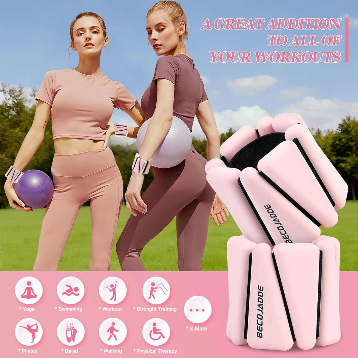 Ankle Weights Set of 2 (1 lb/2 lb/3 lb Each) Adjustable Wrist Weights for Women Men Wearable Arm Leg Weight for Pilates, Running, Walking, Workout, Yoga