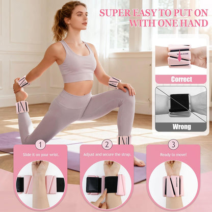 Ankle Weights Set of 2 (1 lb/2 lb/3 lb Each) Adjustable Wrist Weights for Women Men Wearable Arm Leg Weight for Pilates, Running, Walking, Workout, Yoga