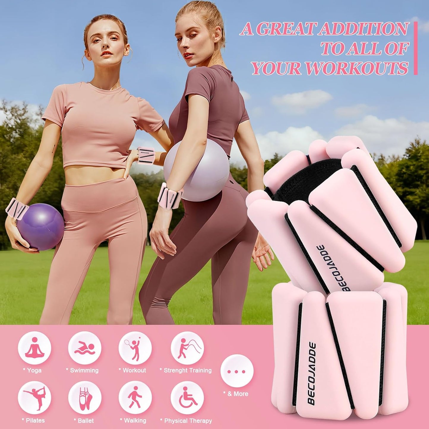 Ankle Weights Set of 2 (1 lb/2 lb/3 lb Each) Adjustable Wrist Weights for Women Men Wearable Arm Leg Weight for Pilates, Running, Walking, Workout, Yoga