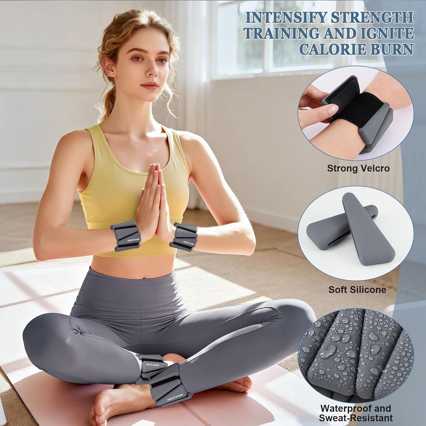 Ankle Weights Set of 2 (1 lb/2 lb/3 lb Each) Adjustable Wrist Weights for Women Men Wearable Arm Leg Weight for Pilates, Running, Walking, Workout, Yoga