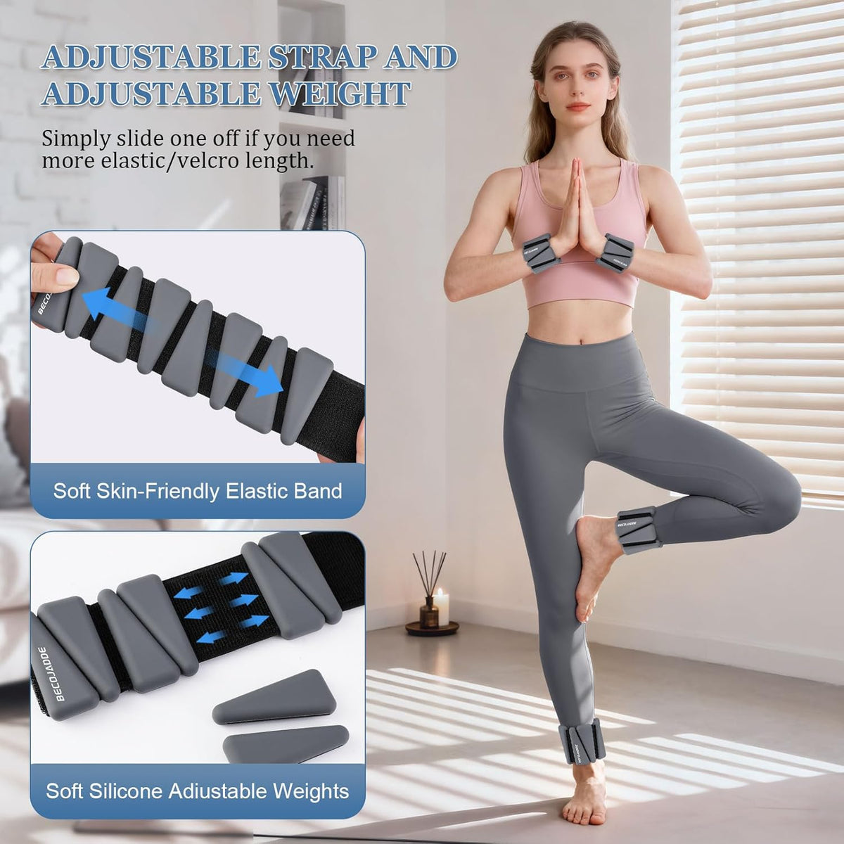 Ankle Weights Set of 2 (1 lb/2 lb/3 lb Each) Adjustable Wrist Weights for Women Men Wearable Arm Leg Weight for Pilates, Running, Walking, Workout, Yoga