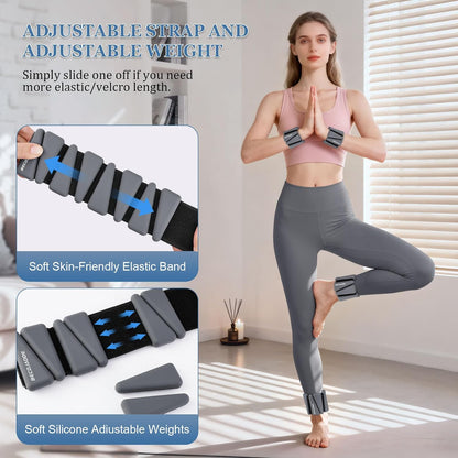 Ankle Weights Set of 2 (1 lb/2 lb/3 lb Each) Adjustable Wrist Weights for Women Men Wearable Arm Leg Weight for Pilates, Running, Walking, Workout, Yoga