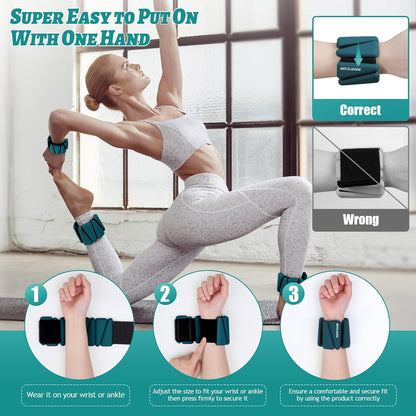 Ankle Weights Set of 2 (1 lb/2 lb/3 lb Each) Adjustable Wrist Weights for Women Men Wearable Arm Leg Weight for Pilates, Running, Walking, Workout, Yoga