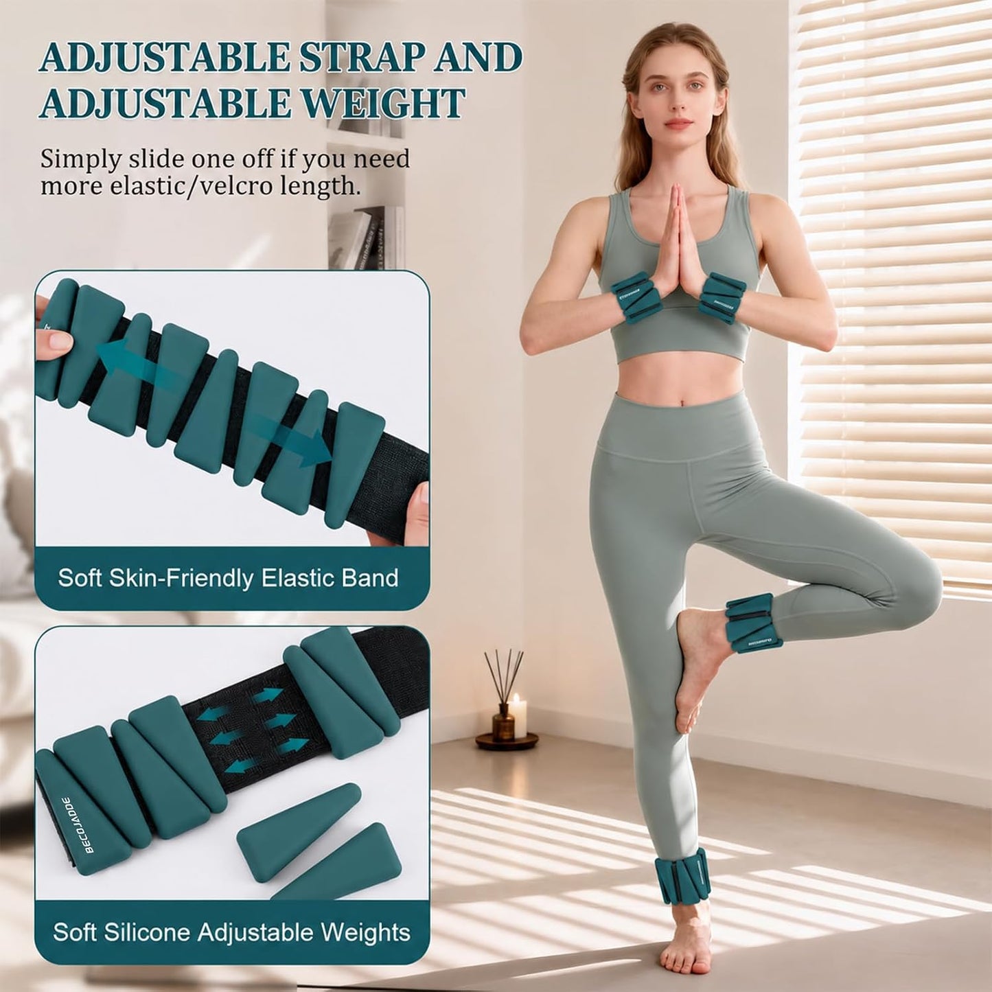 Ankle Weights Set of 2 (1 lb/2 lb/3 lb Each) Adjustable Wrist Weights for Women Men Wearable Arm Leg Weight for Pilates, Running, Walking, Workout, Yoga