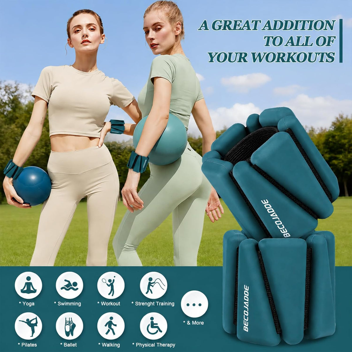 Ankle Weights Set of 2 (1 lb/2 lb/3 lb Each) Adjustable Wrist Weights for Women Men Wearable Arm Leg Weight for Pilates, Running, Walking, Workout, Yoga