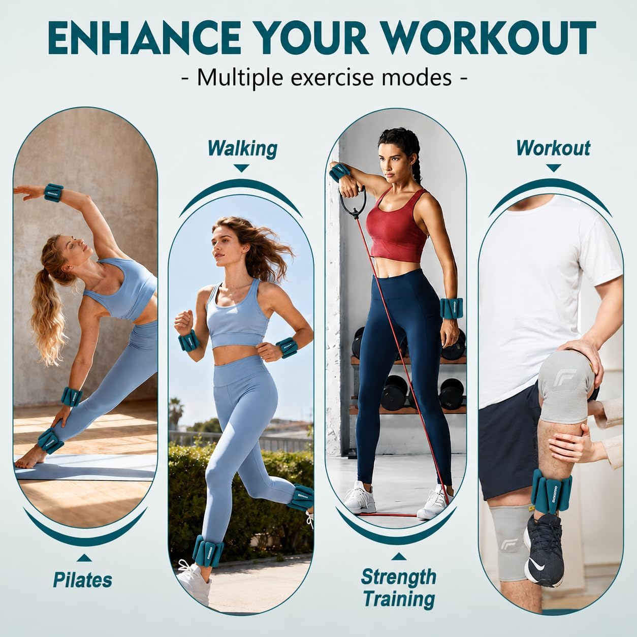 Ankle Weights Set of 2 (1 lb/2 lb/3 lb Each) Adjustable Wrist Weights for Women Men Wearable Arm Leg Weight for Pilates, Running, Walking, Workout, Yoga