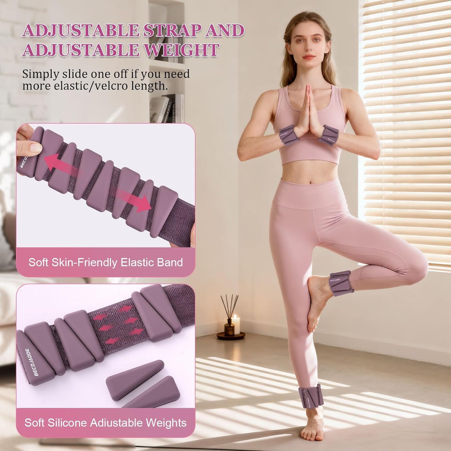 Ankle Weights Set of 2 (1 lb/2 lb/3 lb Each) Adjustable Wrist Weights for Women Men Wearable Arm Leg Weight for Pilates, Running, Walking, Workout, Yoga