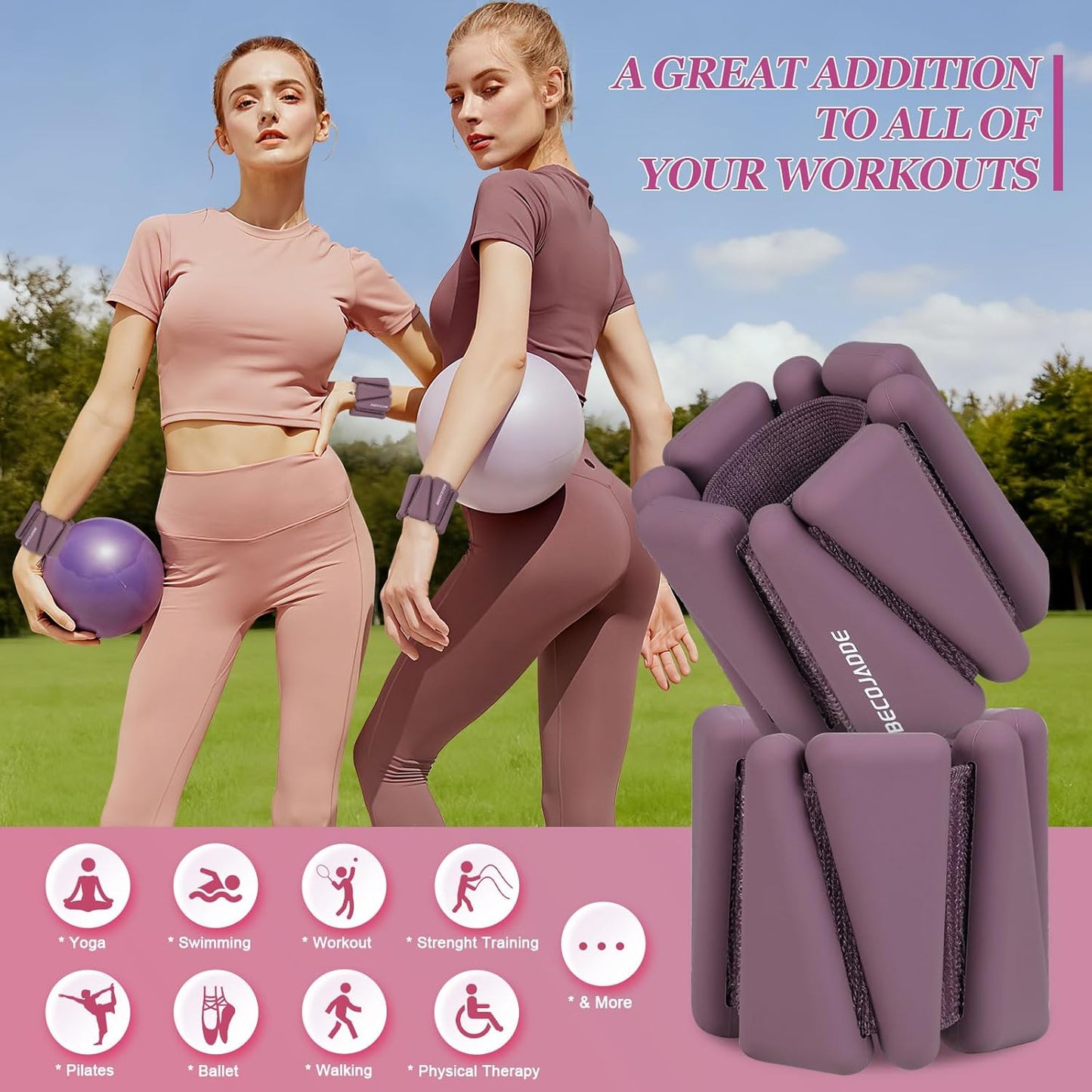 Ankle Weights Set of 2 (1 lb/2 lb/3 lb Each) Adjustable Wrist Weights for Women Men Wearable Arm Leg Weight for Pilates, Running, Walking, Workout, Yoga
