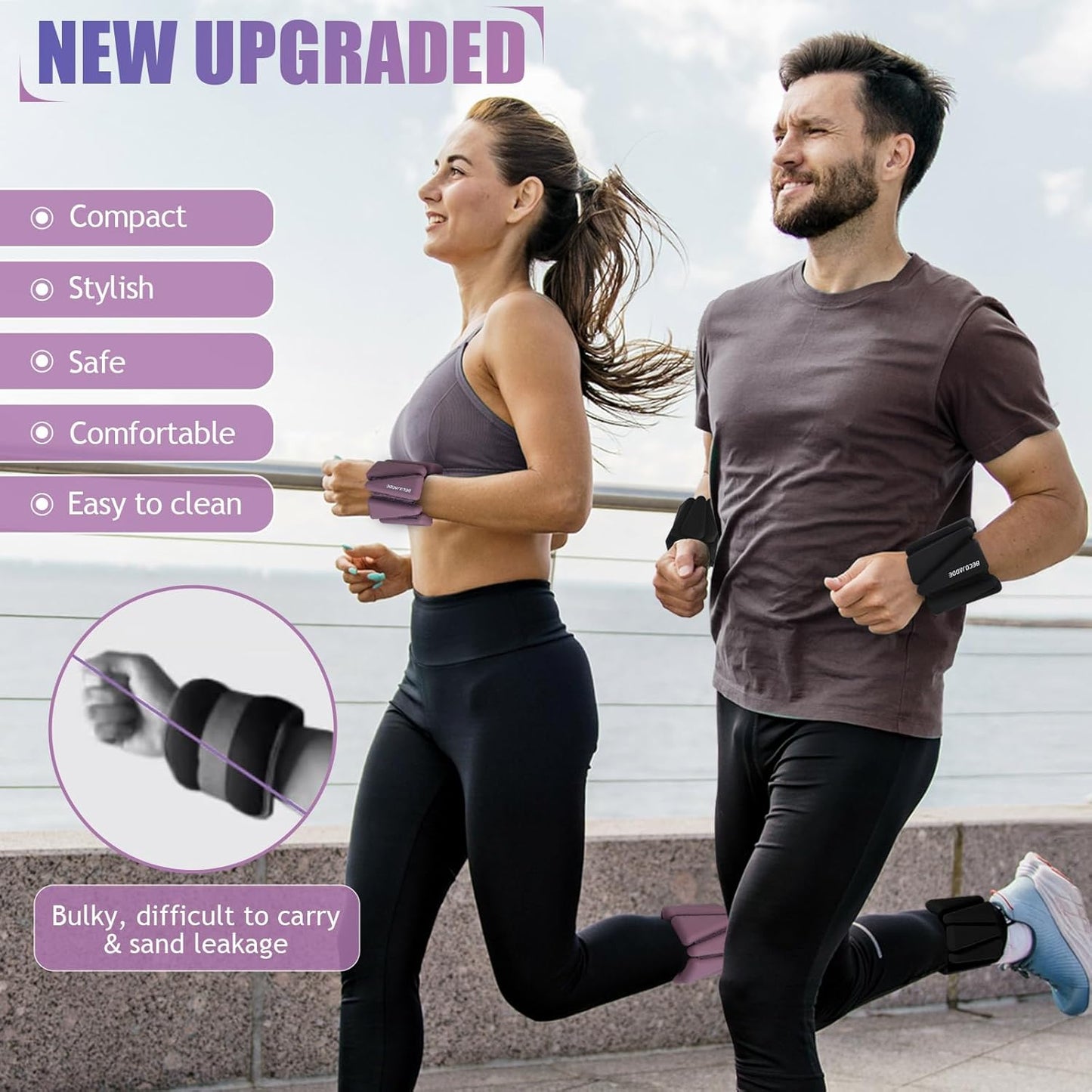 Ankle Weights Set of 2 (1 lb/2 lb/3 lb Each) Adjustable Wrist Weights for Women Men Wearable Arm Leg Weight for Pilates, Running, Walking, Workout, Yoga