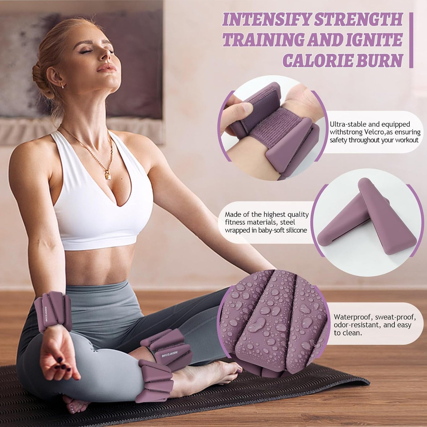 Ankle Weights Set of 2 (1 lb/2 lb/3 lb Each) Adjustable Wrist Weights for Women Men Wearable Arm Leg Weight for Pilates, Running, Walking, Workout, Yoga
