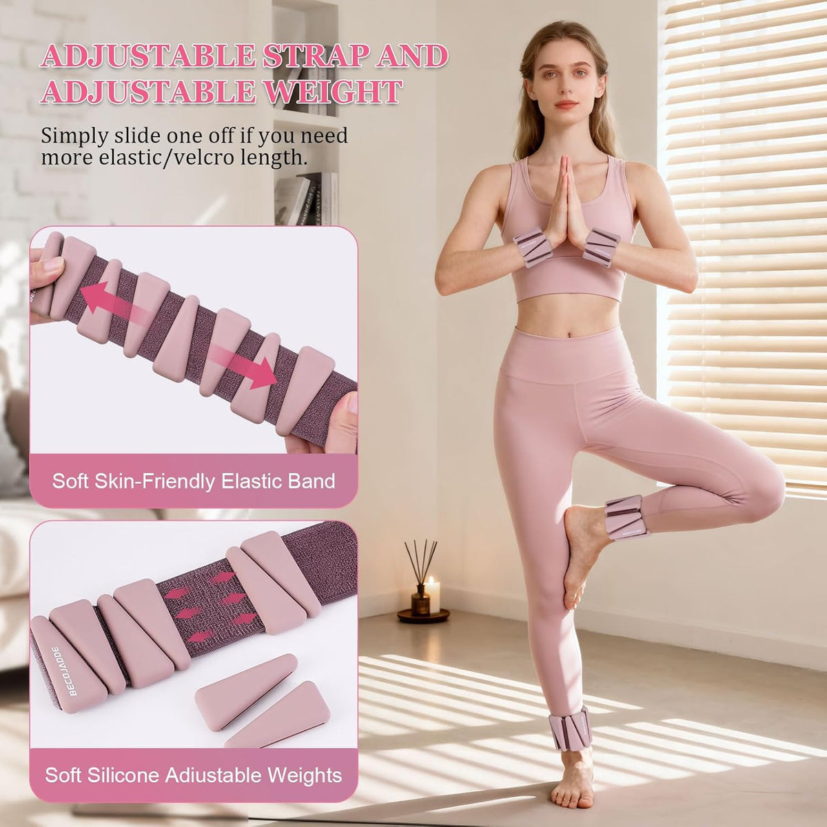 Ankle Weights Set of 2 (1 lb/2 lb/3 lb Each) Adjustable Wrist Weights for Women Men Wearable Arm Leg Weight for Pilates, Running, Walking, Workout, Yoga