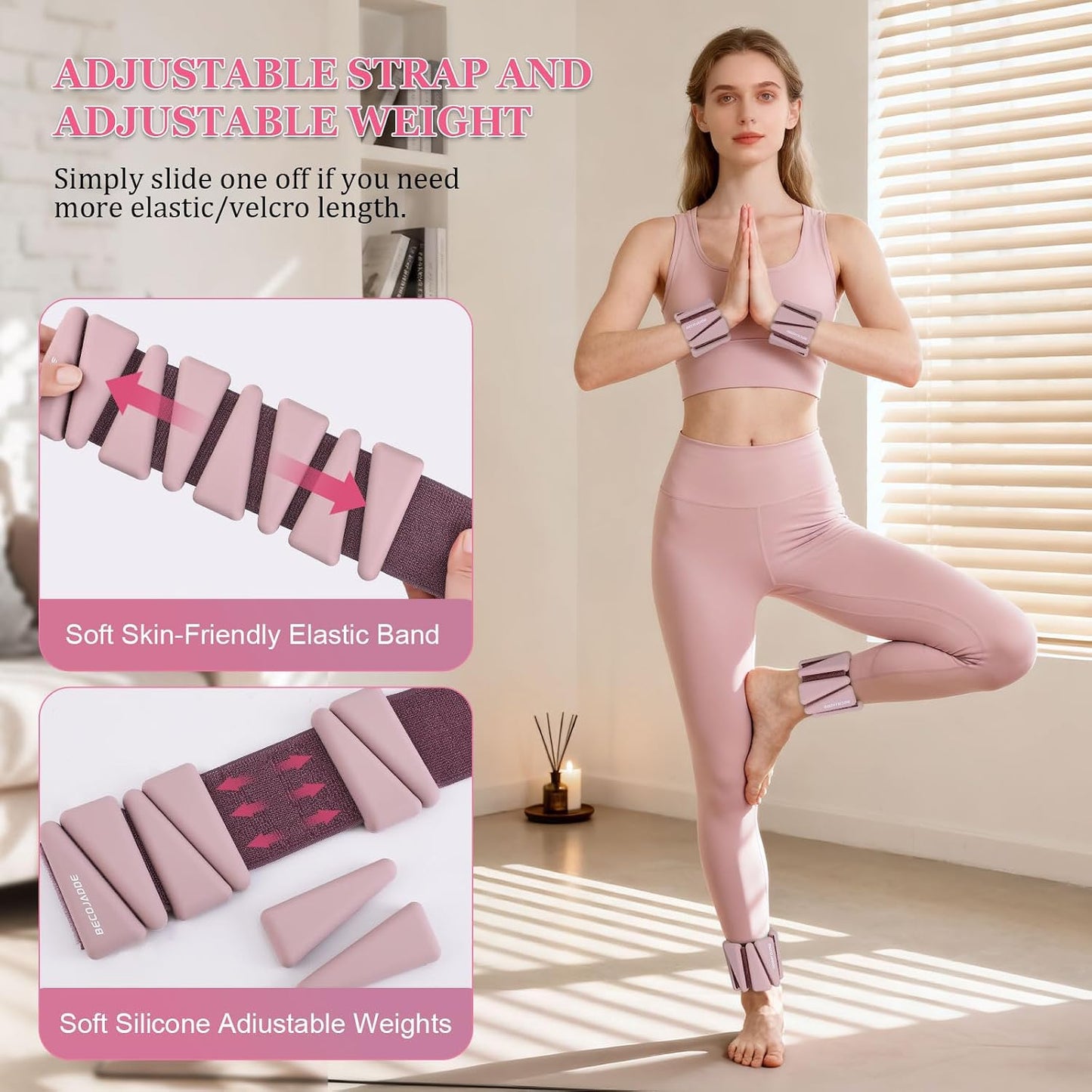 Ankle Weights Set of 2 (1 lb/2 lb/3 lb Each) Adjustable Wrist Weights for Women Men Wearable Arm Leg Weight for Pilates, Running, Walking, Workout, Yoga