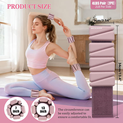 Ankle Weights Set of 2 (1 lb/2 lb/3 lb Each) Adjustable Wrist Weights for Women Men Wearable Arm Leg Weight for Pilates, Running, Walking, Workout, Yoga