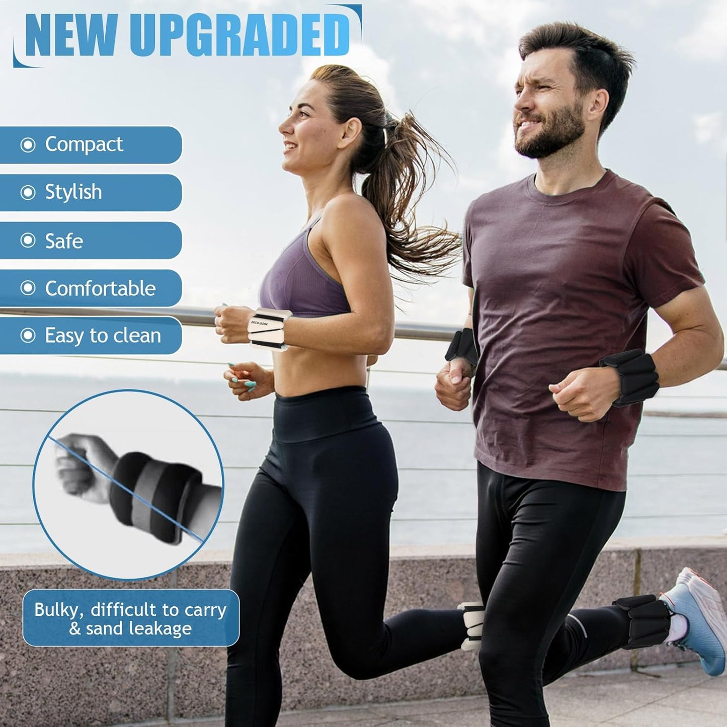 Ankle Weights Set of 2 (1 lb/2 lb/3 lb Each) Adjustable Wrist Weights for Women Men Wearable Arm Leg Weight for Pilates, Running, Walking, Workout, Yoga