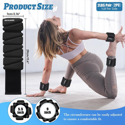 Ankle Weights Set of 2 (1 lb/2 lb/3 lb Each) Adjustable Wrist Weights for Women Men Wearable Arm Leg Weight for Pilates, Running, Walking, Workout, Yoga