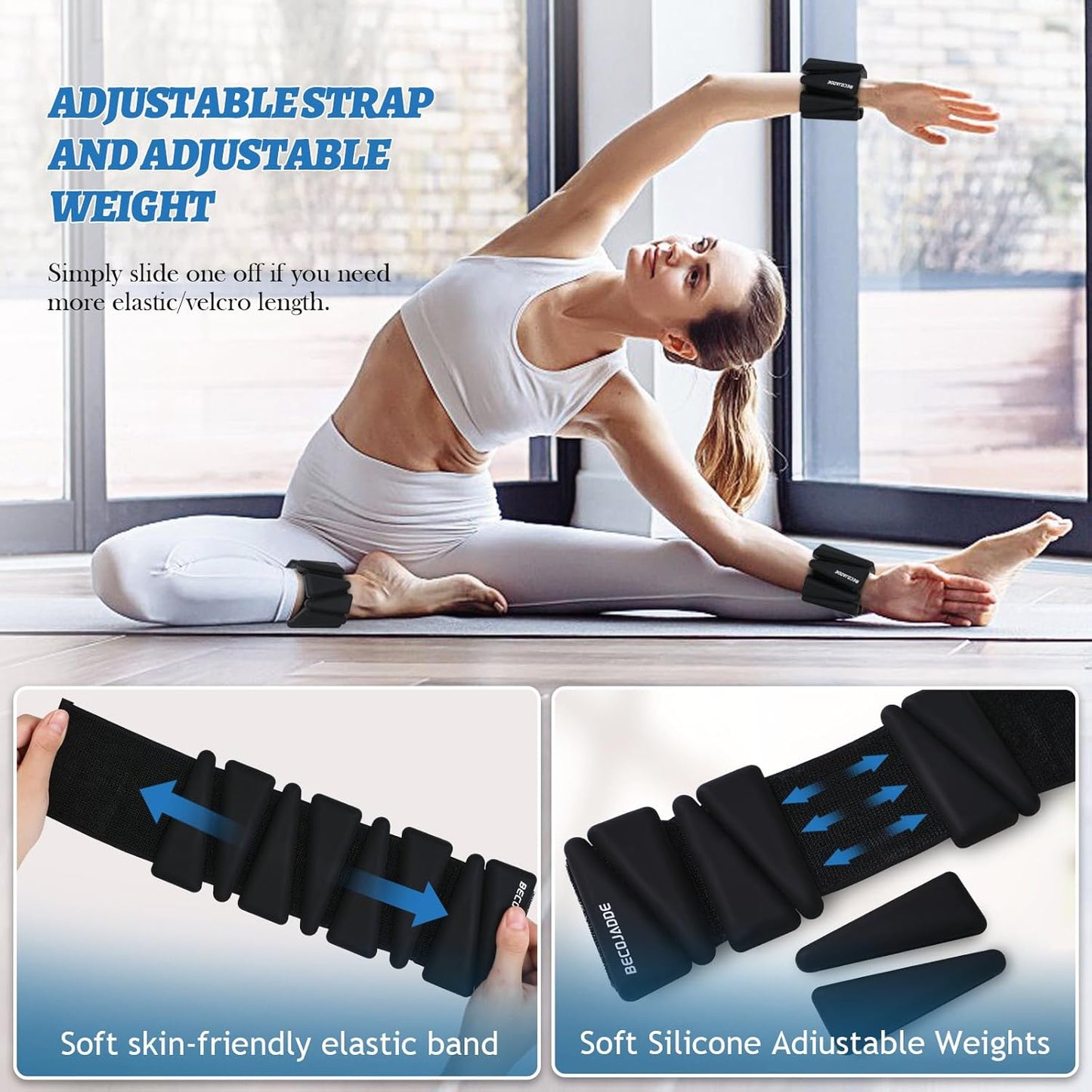 Ankle Weights Set of 2 (1 lb/2 lb/3 lb Each) Adjustable Wrist Weights for Women Men Wearable Arm Leg Weight for Pilates, Running, Walking, Workout, Yoga